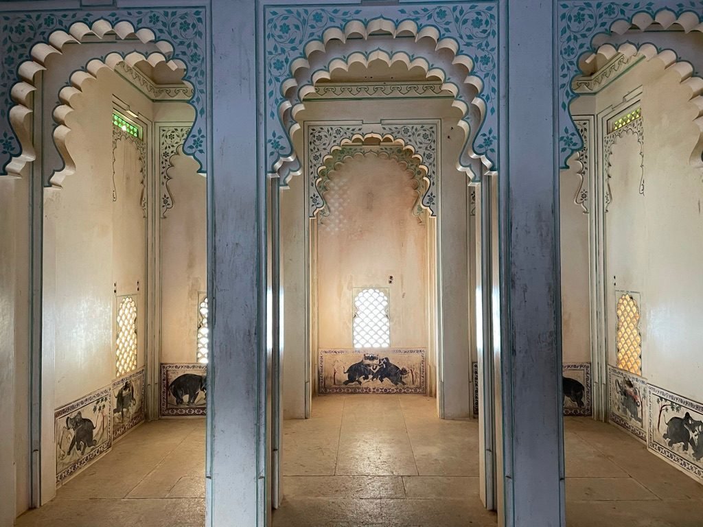 Carved archways in a heritage palace interior